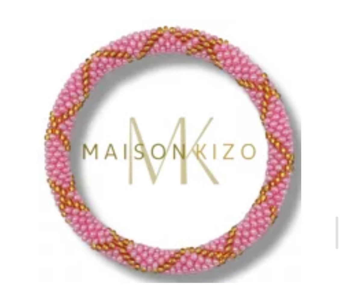 Bracelet népalais rose et doré R29