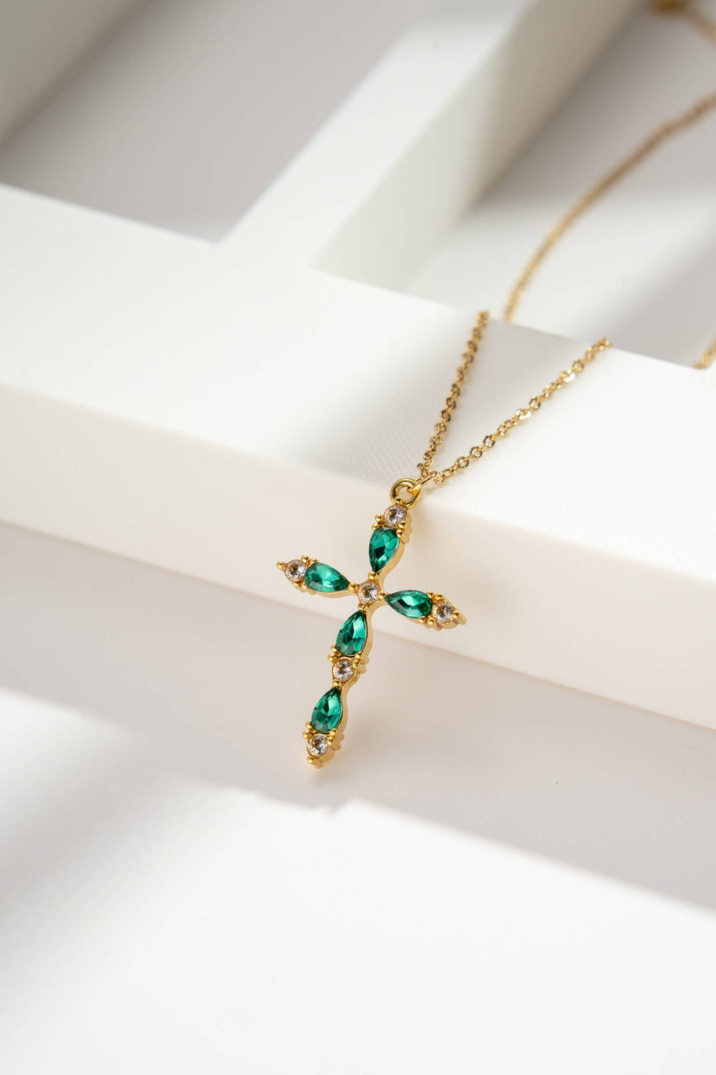Collier Acier Inoxydable Croix Cristal & Brillant