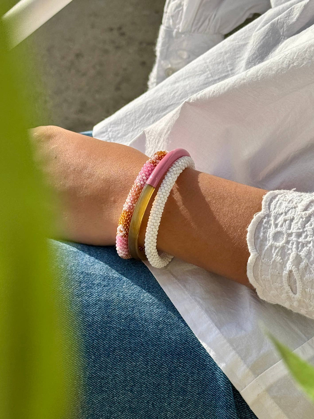 Bracelet népalais Blanc Mat