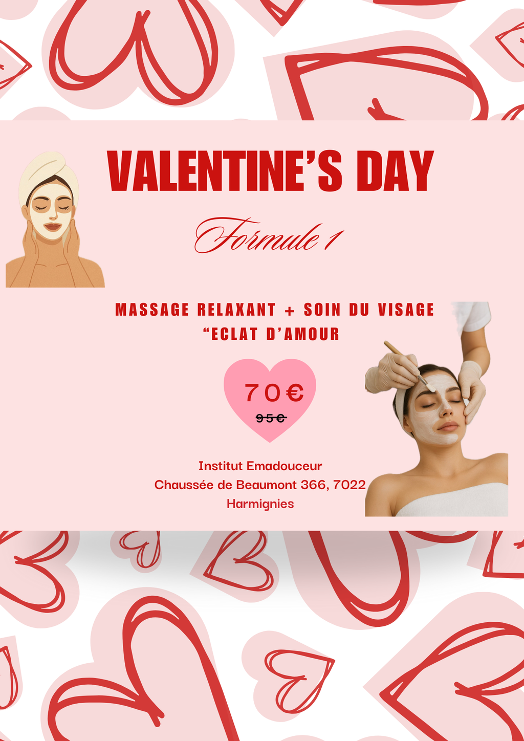Massage relaxant + soin du visage « éclat d’amour »