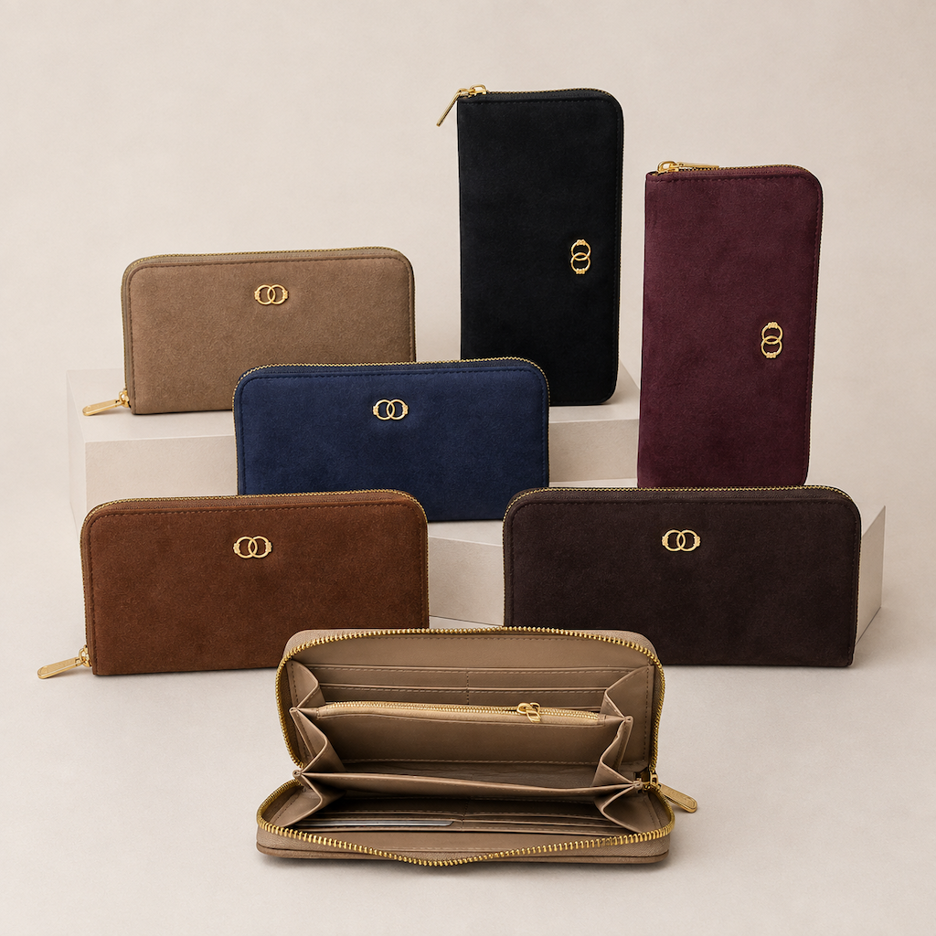 Portefeuille zippé en velours 078-COK-986