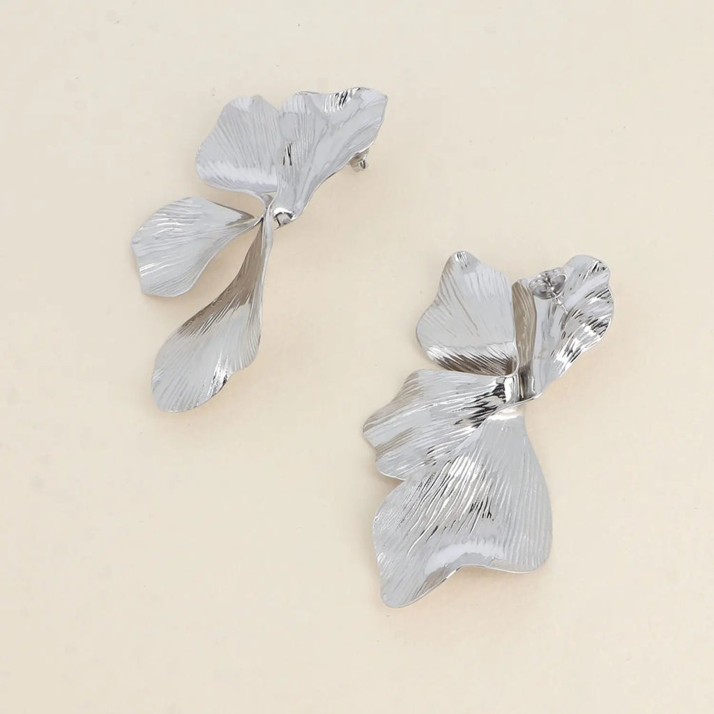 Boucles d’oreilles puces - 4 feuillages texturés