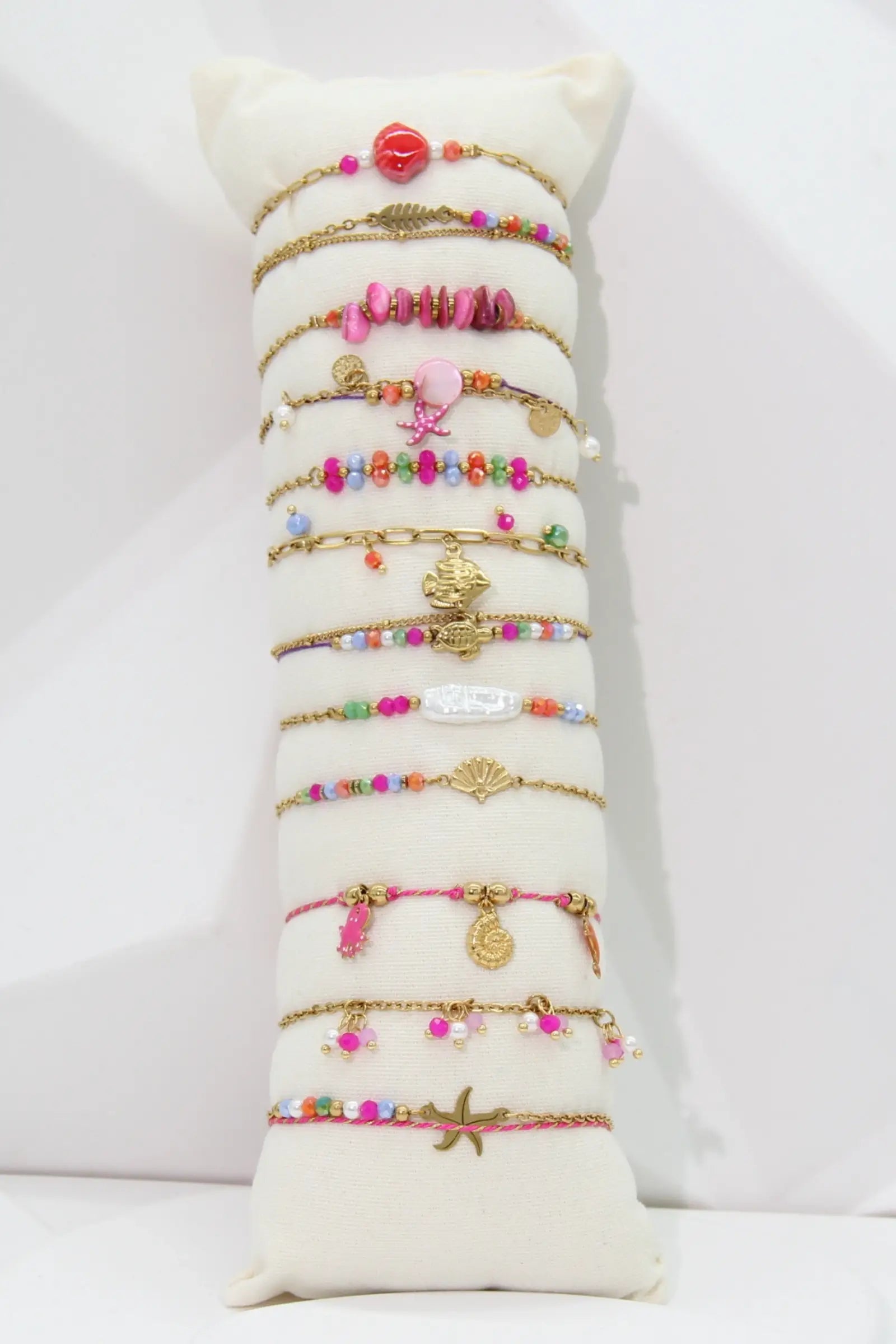 Lot de 12 Bracelets Thème Marin Multicolore en Acier Inoxyda