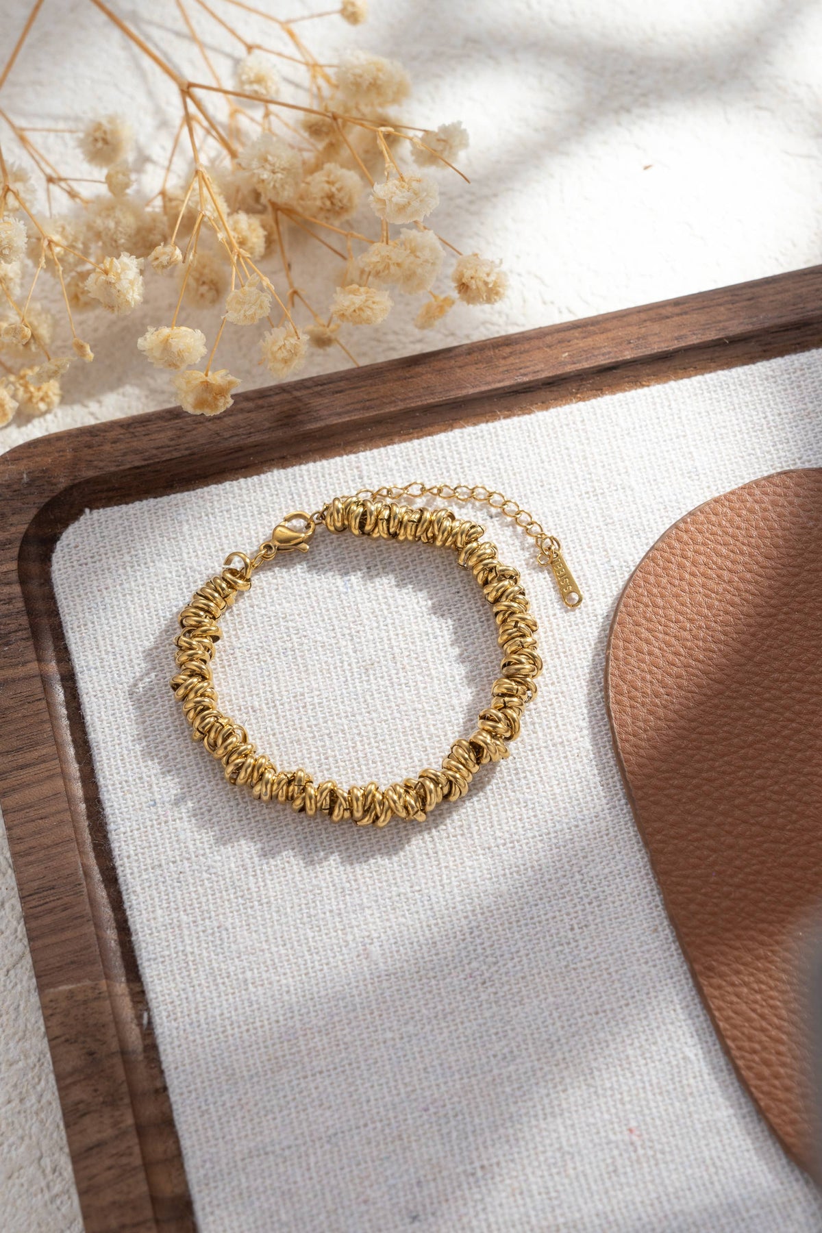 Bracelet texturé acier argenté doré bicolore élégant moderne