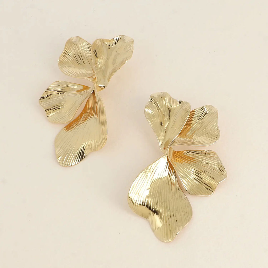 Boucles d’oreilles puces - 4 feuillages texturés