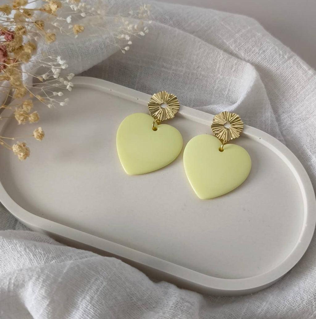 Boucles d'oreilles Coeur jaune pastel