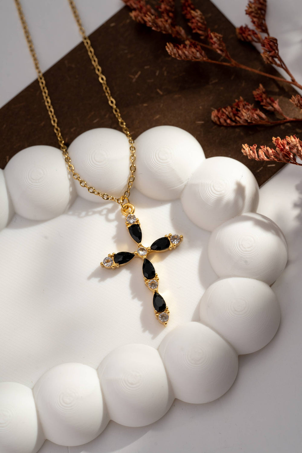 Collier Acier Inoxydable Croix Cristal & Brillant