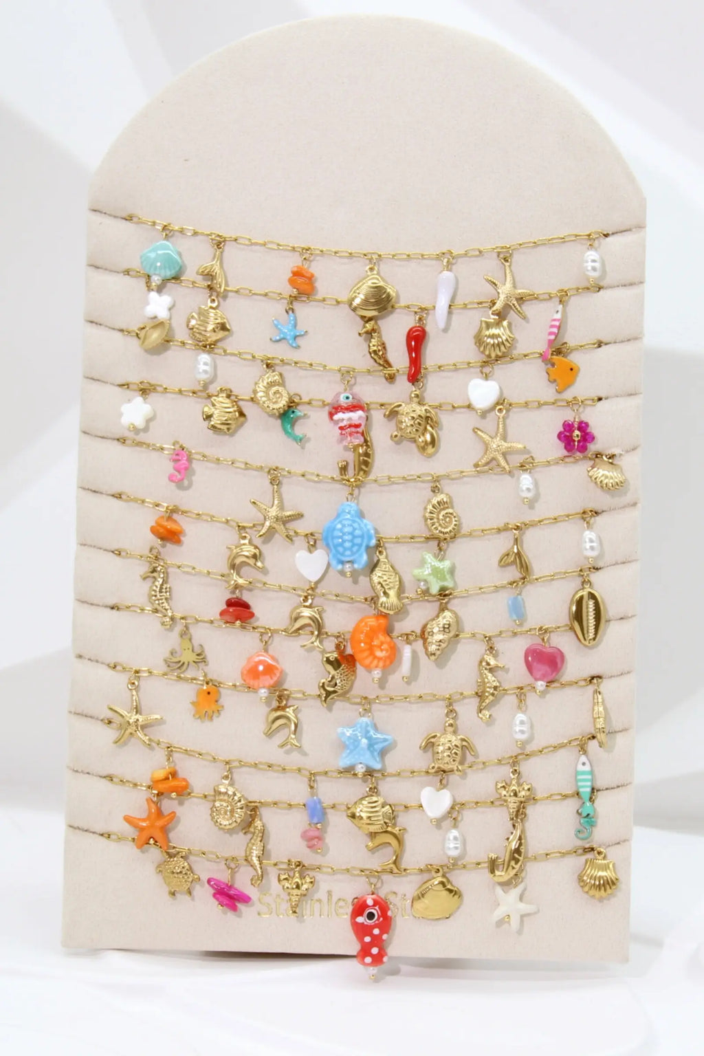 Lot de 12 Colliers Marin Multicolore en Acier Inoxydable – P