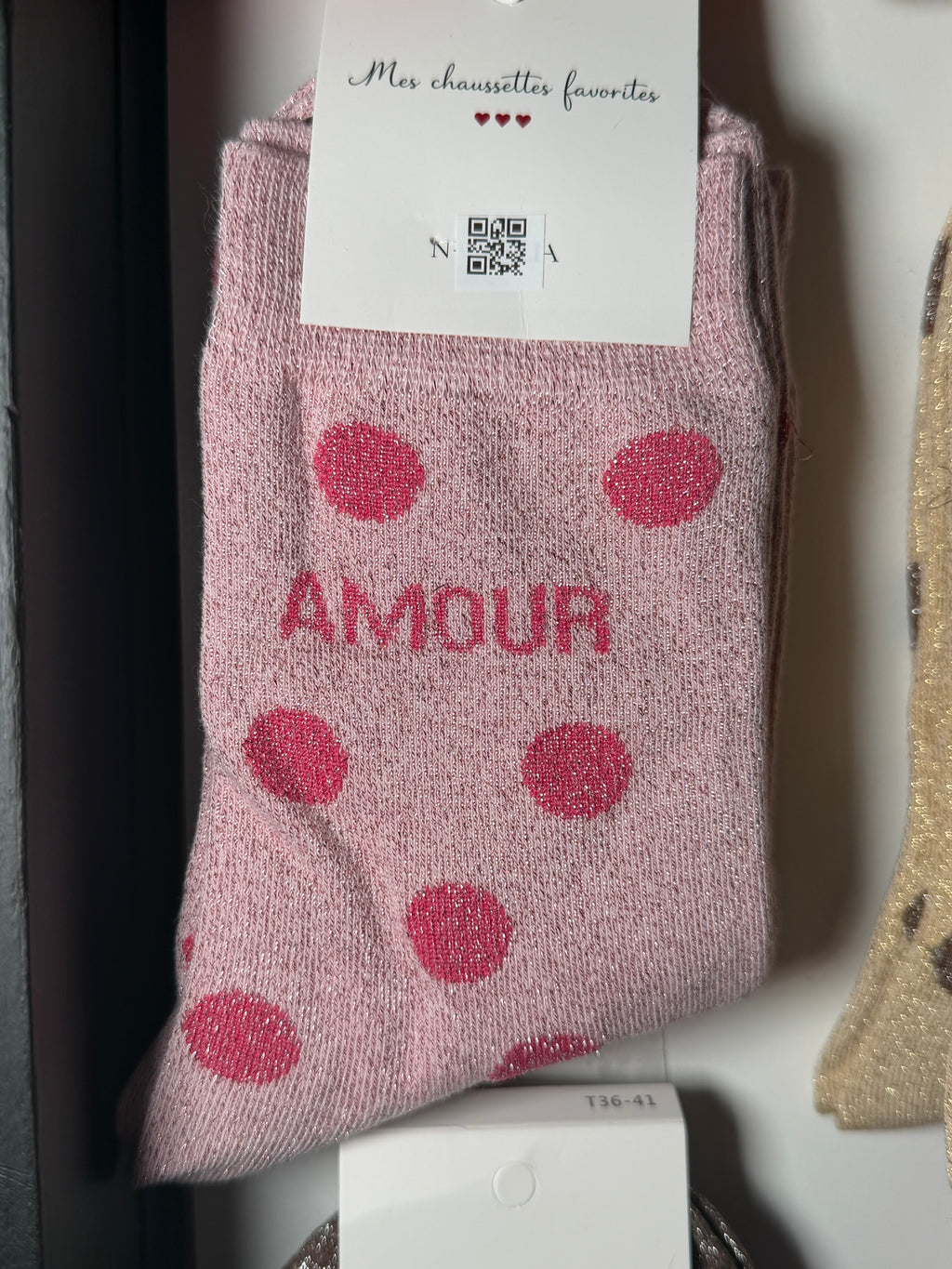 Chaussettes pailletées - AMOUR pois