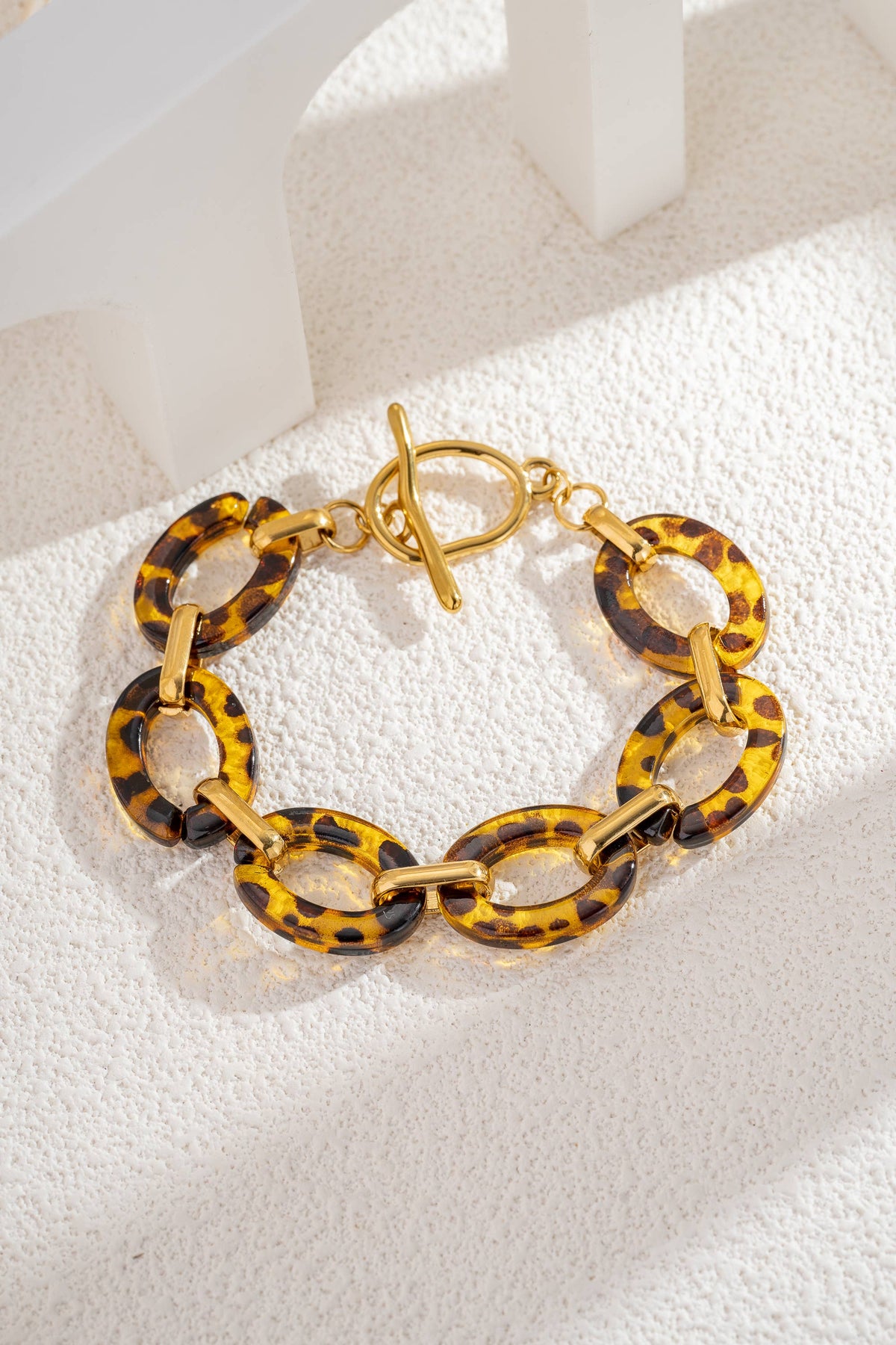Bracelet écaille en résine acier inoxydable doré,maillon