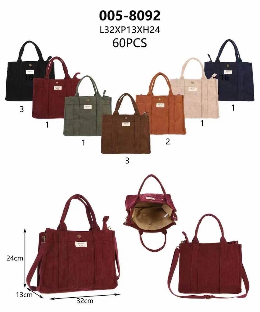 Sac cabas en velours côtelé 005-8092