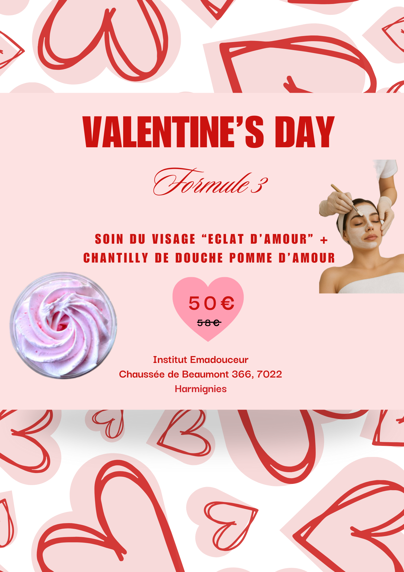 Soin du visage « éclat d’amour » + chantilly de douche pomme d’amour