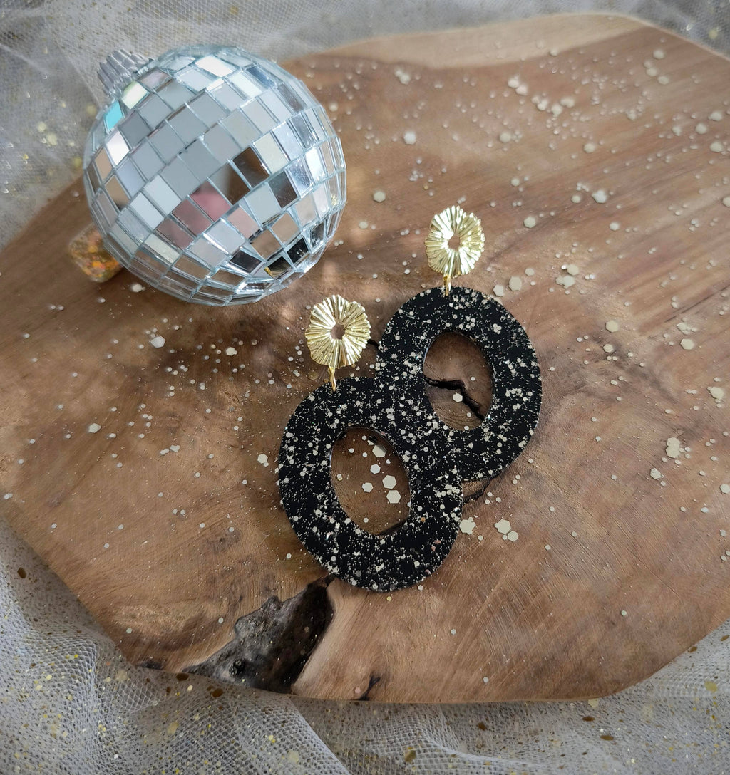 Boucles d'oreilles Lola noir/or