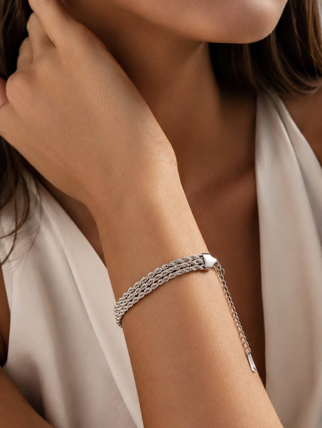 Bracelet torsadé acier inoxydable doré argenté chaîne rope