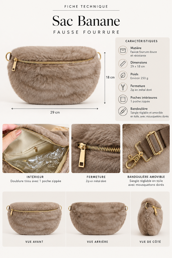 Sac banane fausse fourrure 008-S057