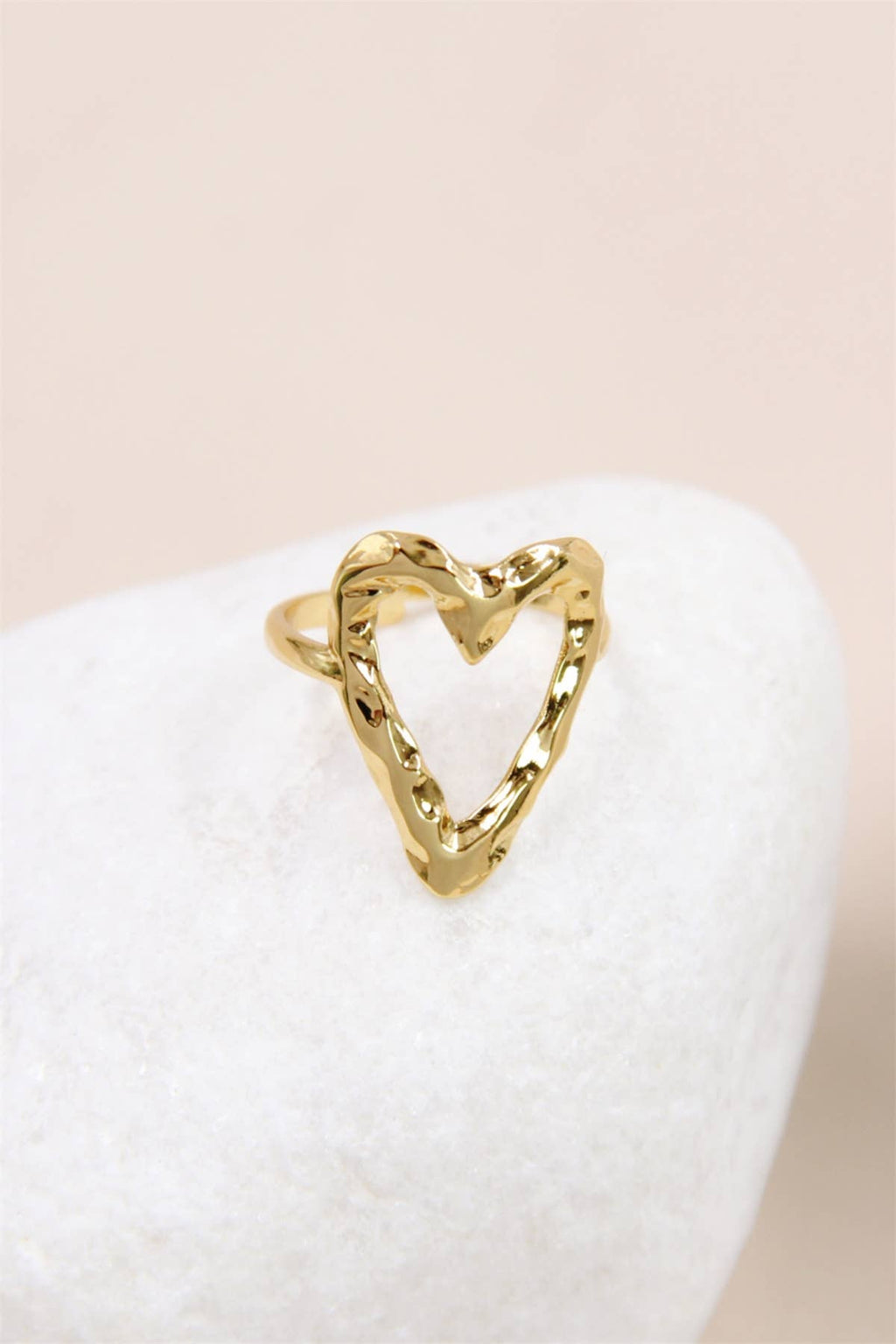 Bague Ajustable En Acier Inoxydable Au Design De Coeur