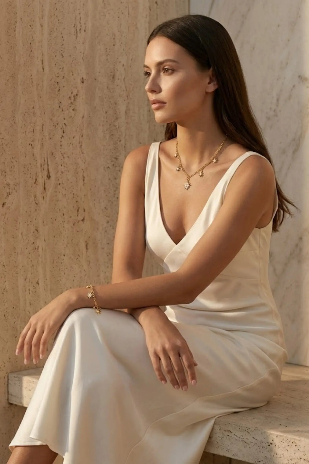 Collier Doré Étoiles & Soleil – Charms Strass