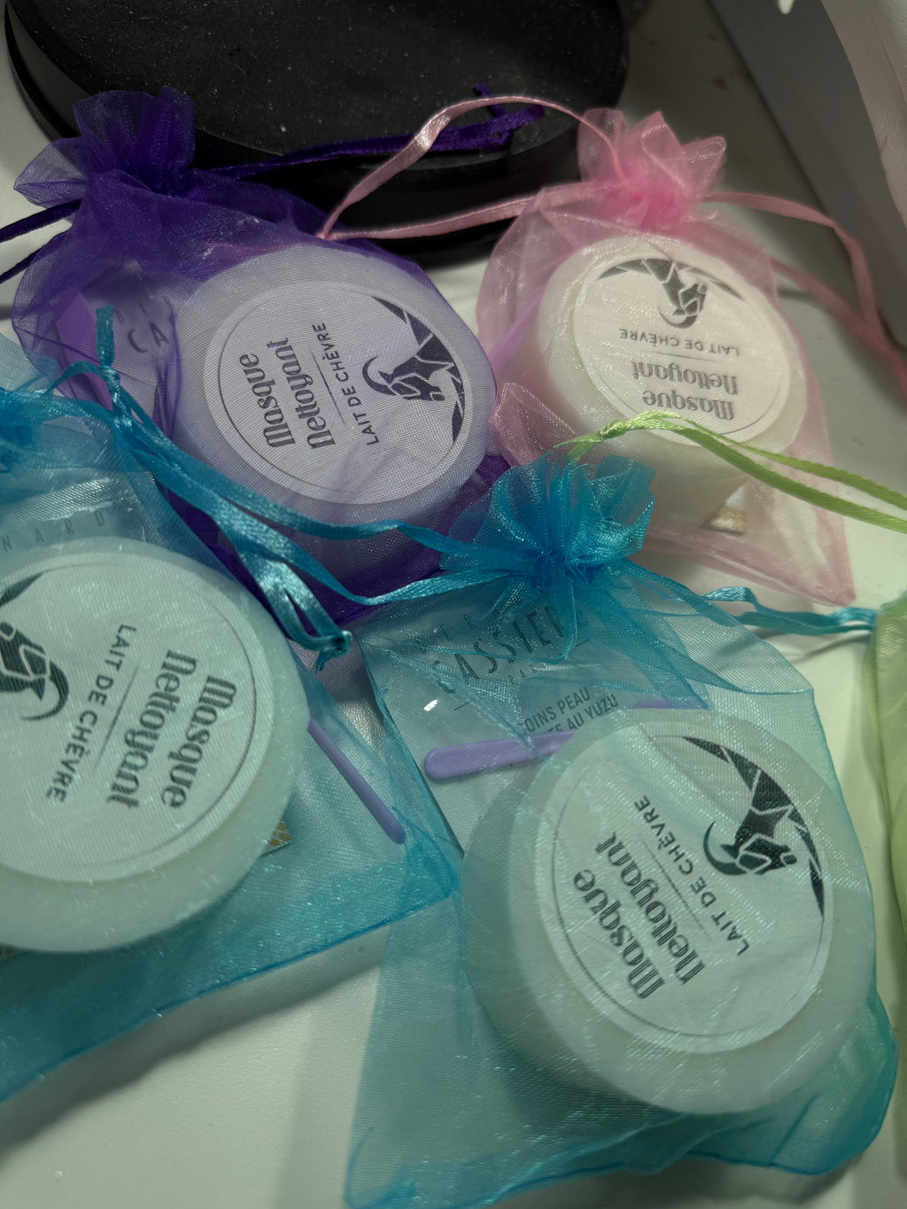 Masque nettoyant visage au lait de chèvre 🐐, soin pour le visage et spatule crème hydratante