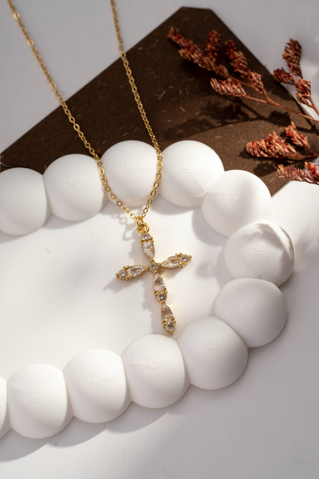 Collier Acier Inoxydable Croix Cristal & Brillant