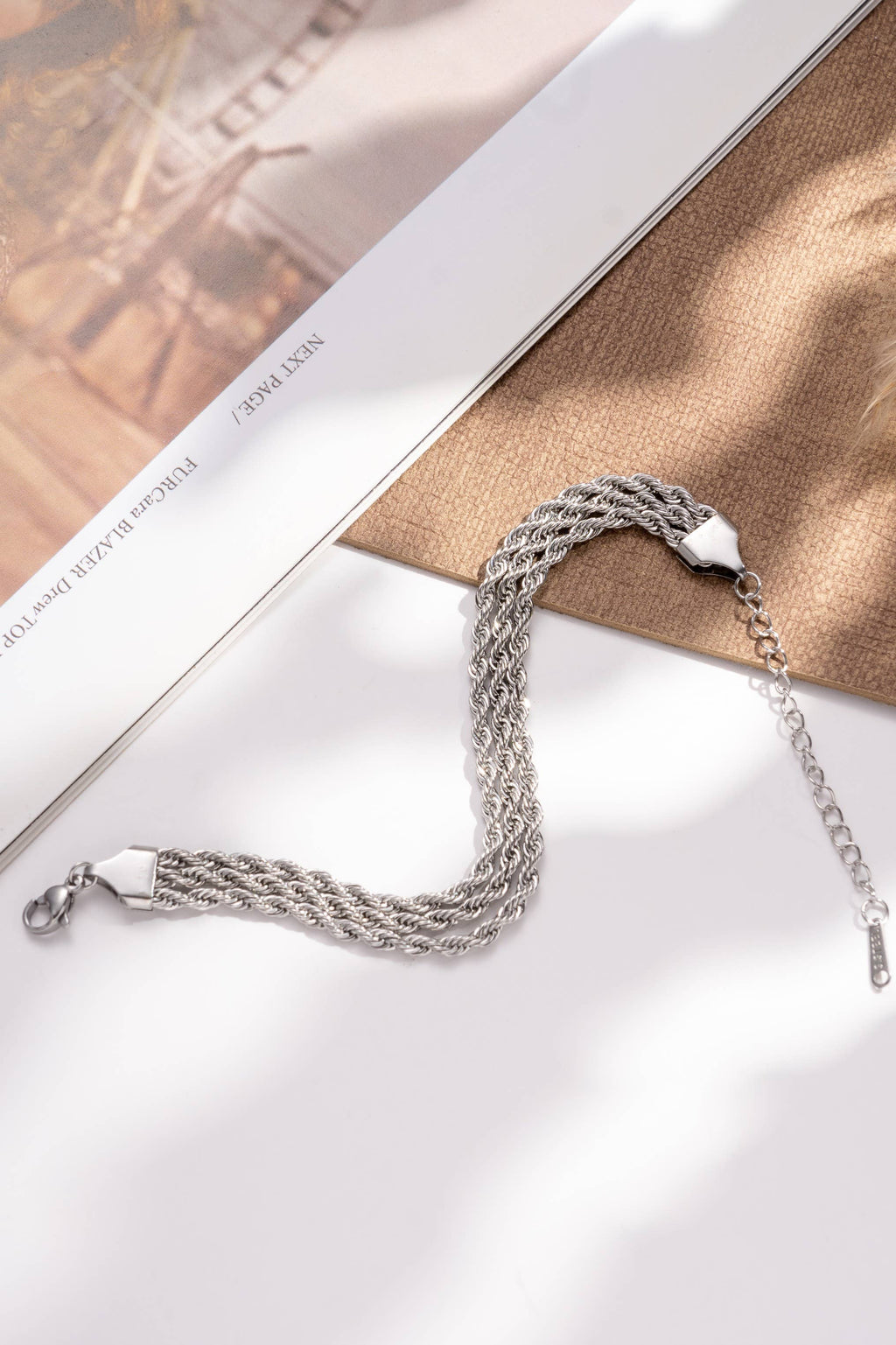 Bracelet torsadé acier inoxydable doré argenté chaîne rope