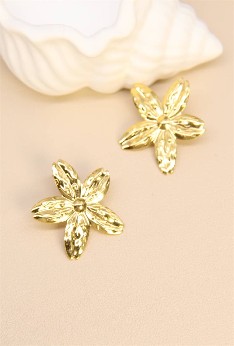 Boucles D'Oreilles Fleur En Acier Inoxydable