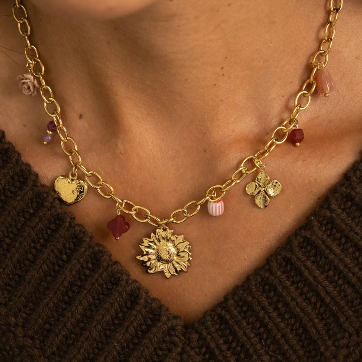 Collier breloques coeur et trèfle - Bohm