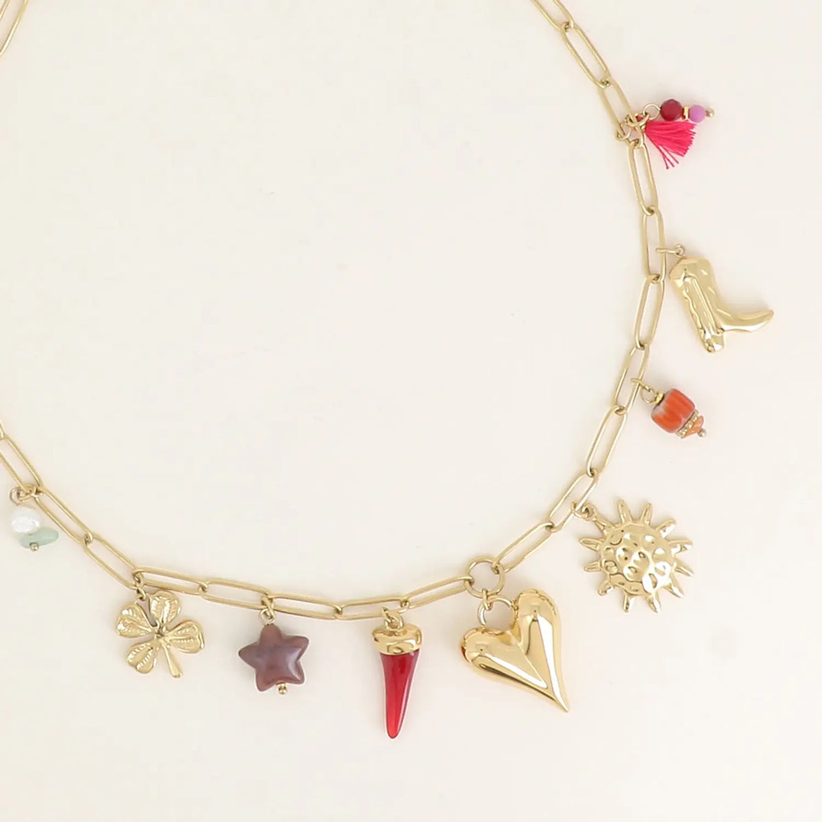 Collier coeur et perle breloques - Bohm