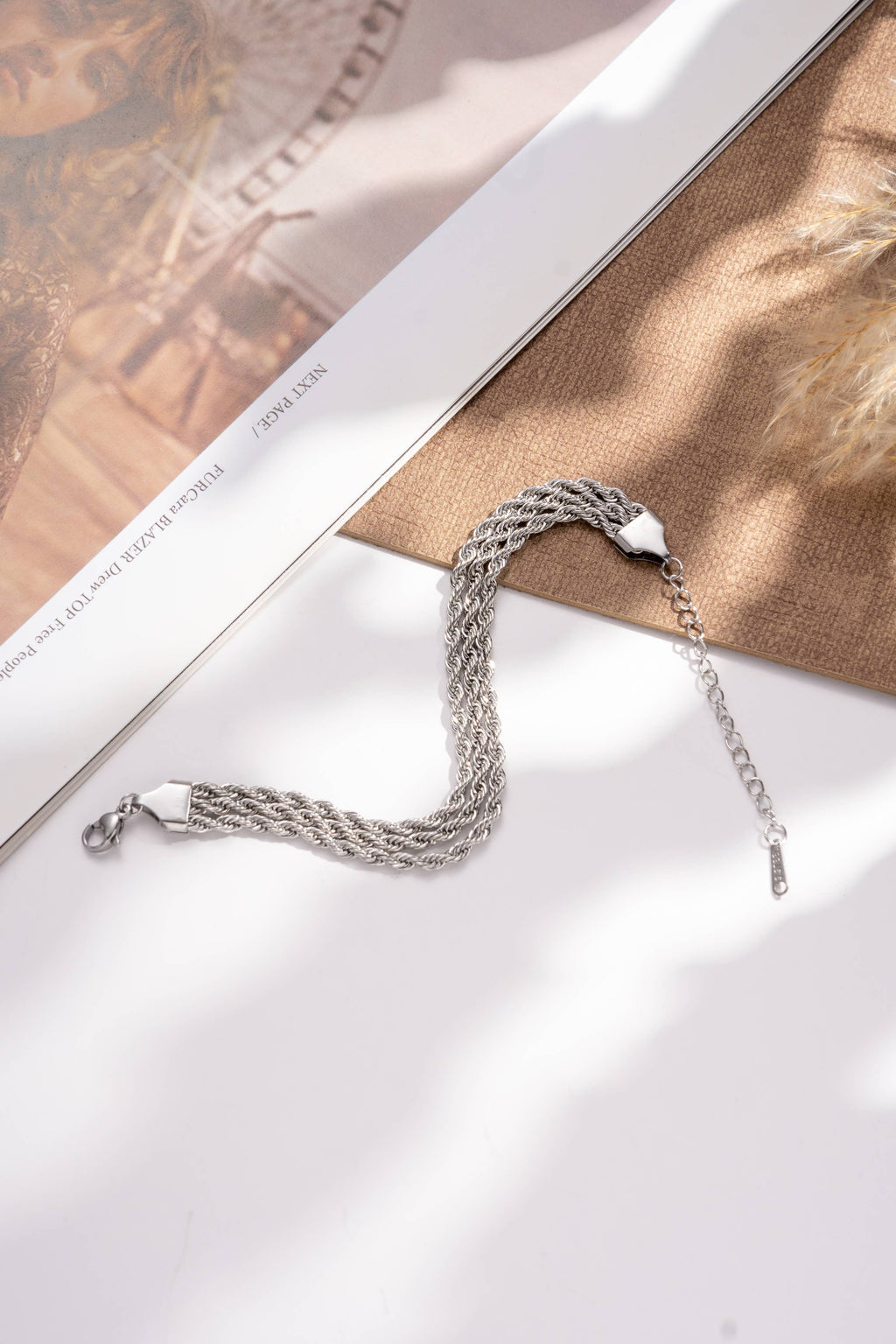 Bracelet torsadé acier inoxydable doré argenté chaîne rope