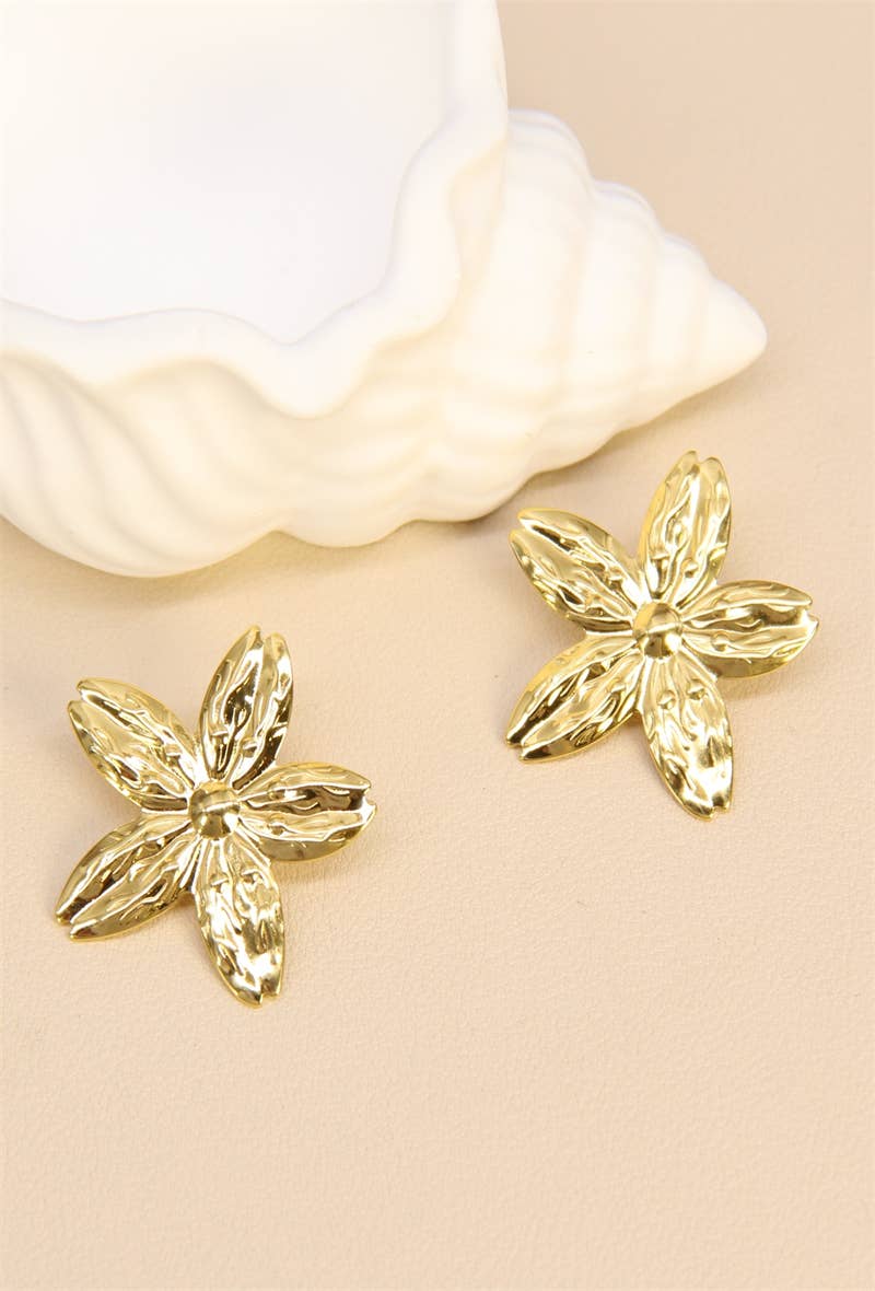Boucles D'Oreilles Fleur En Acier Inoxydable