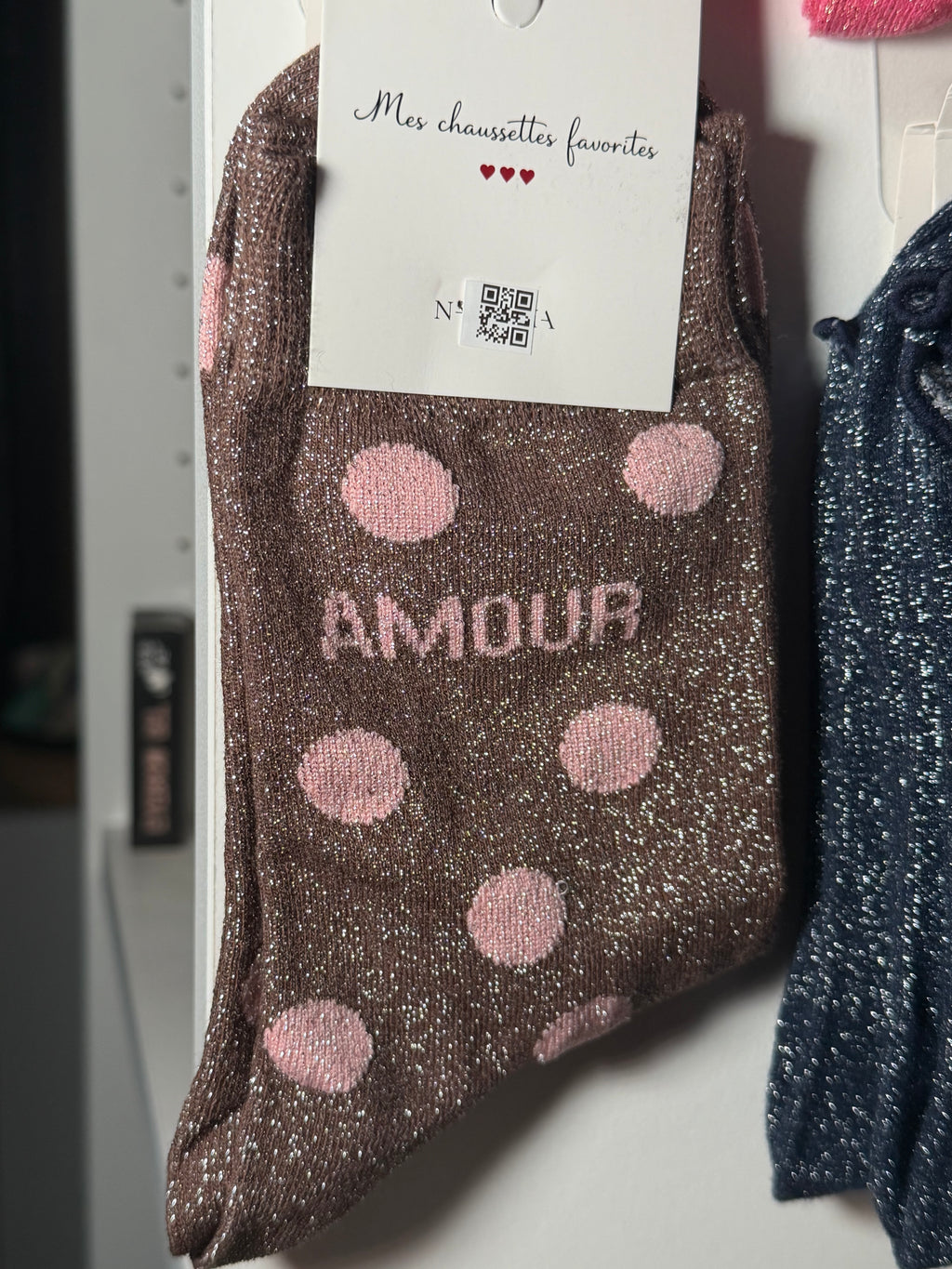 Chaussettes pailletées - AMOUR pois