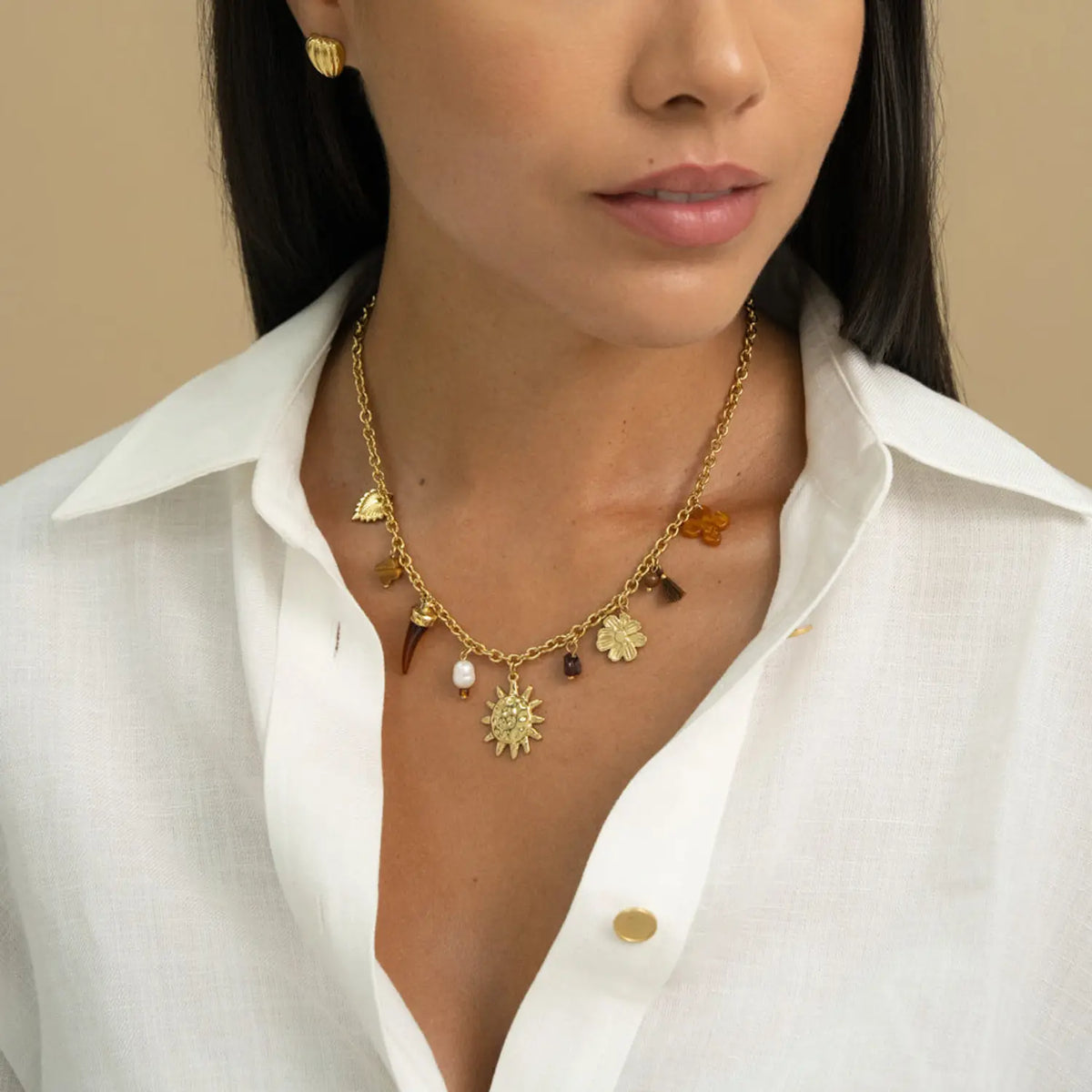 Collier trèfle en pierre - Bohm