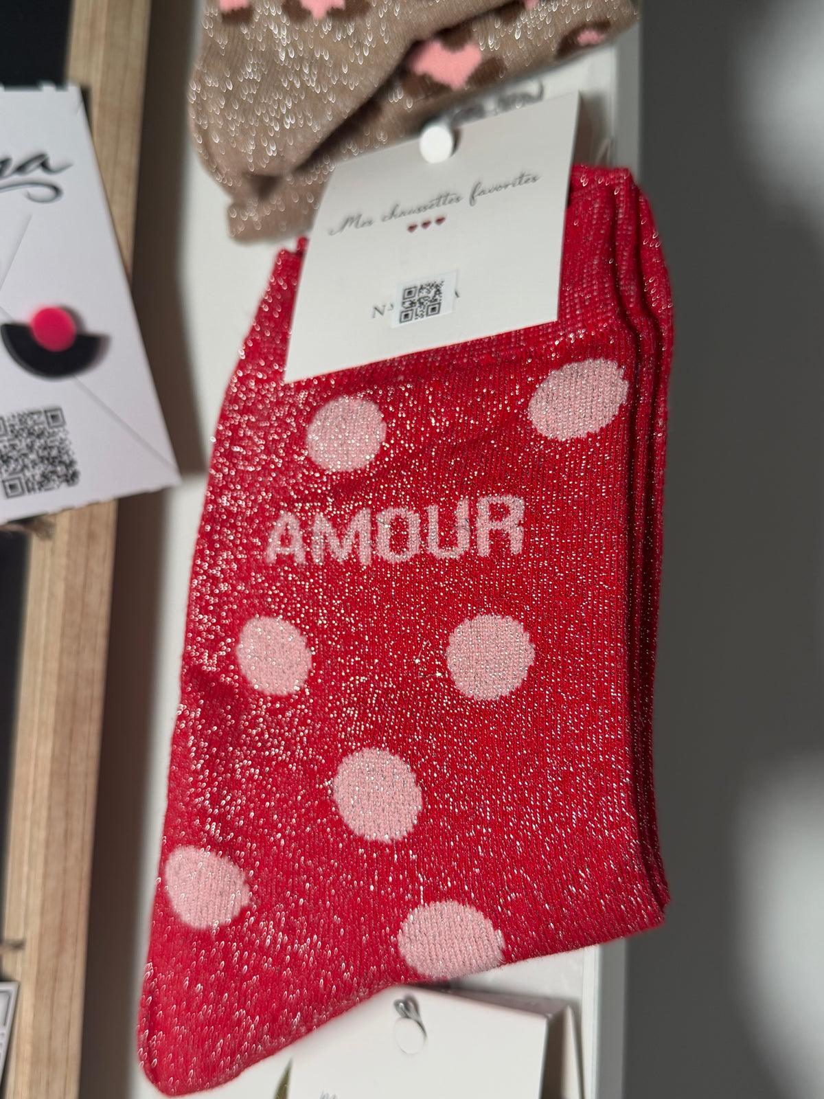 Chaussettes pailletées - AMOUR pois