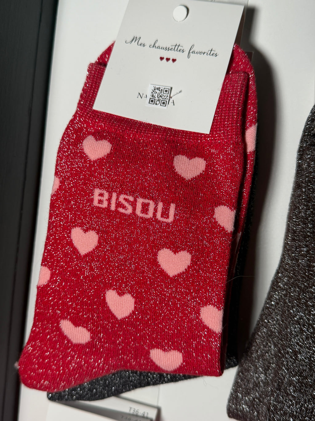 Chaussettes pailletées coeur - BISOU