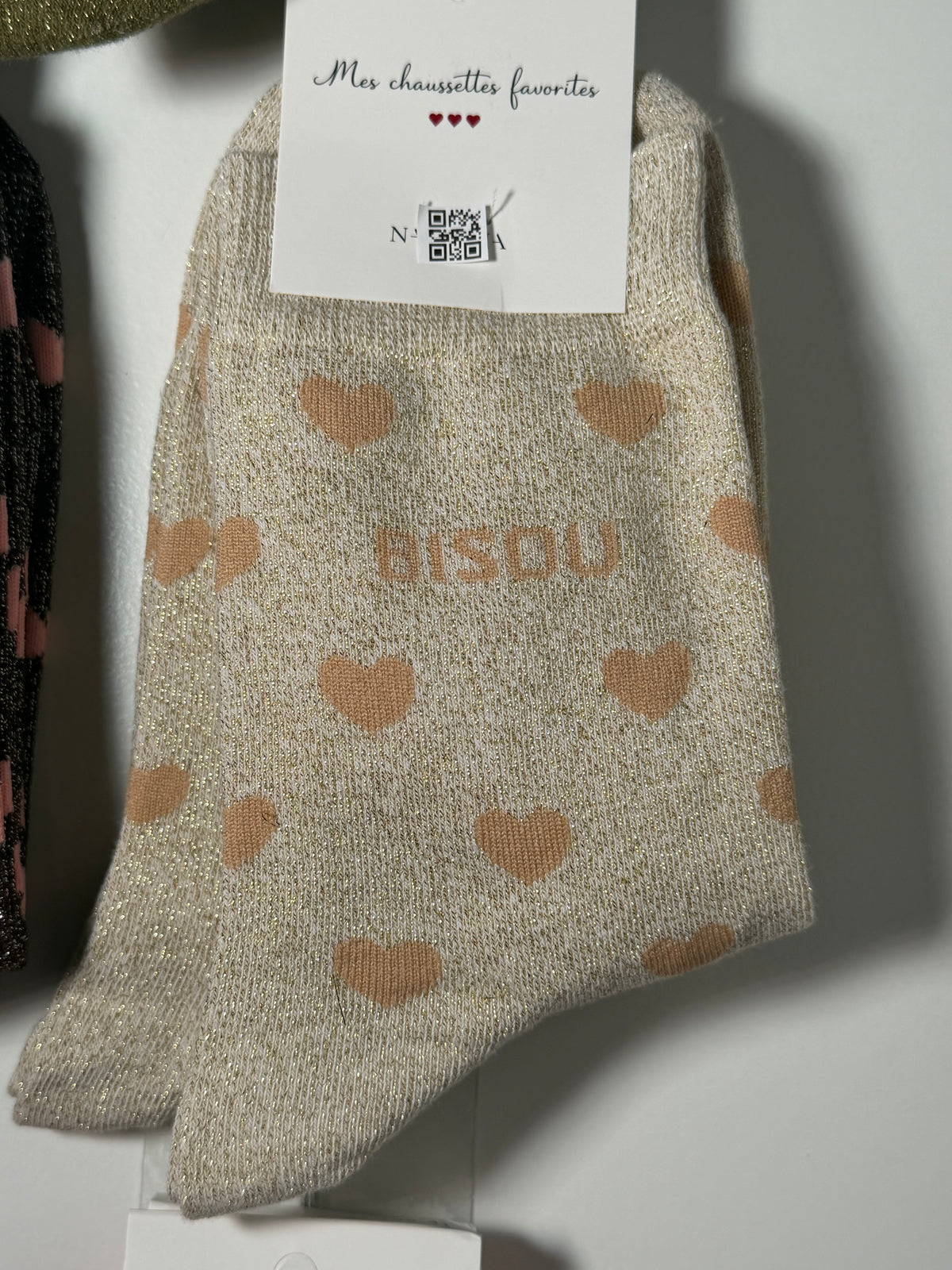 Chaussettes pailletées coeur - BISOU