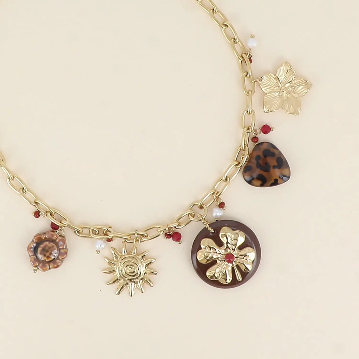 Collier marron breloques - Bohm