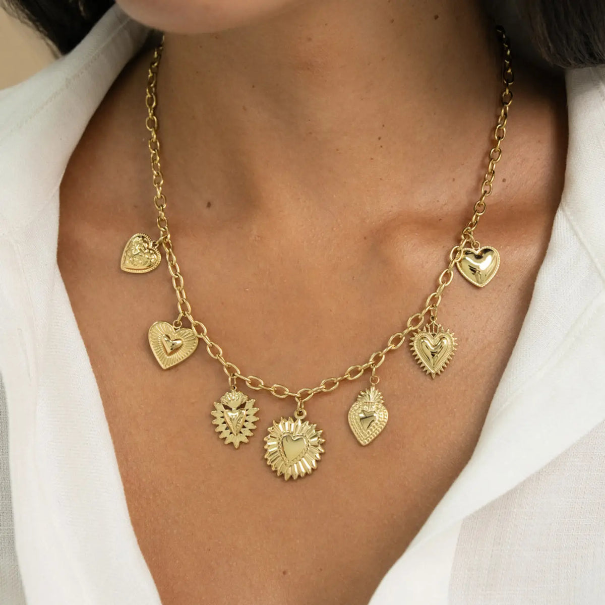 Collier breloques coeur