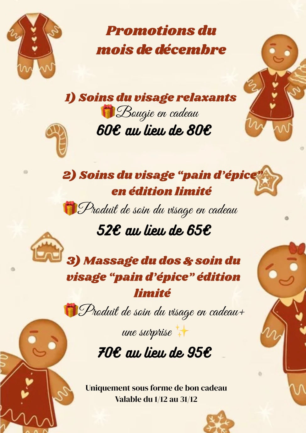 Massage du dos & soin du visage signature « pain d’épice » en édition limitée 🎅🏻🍪