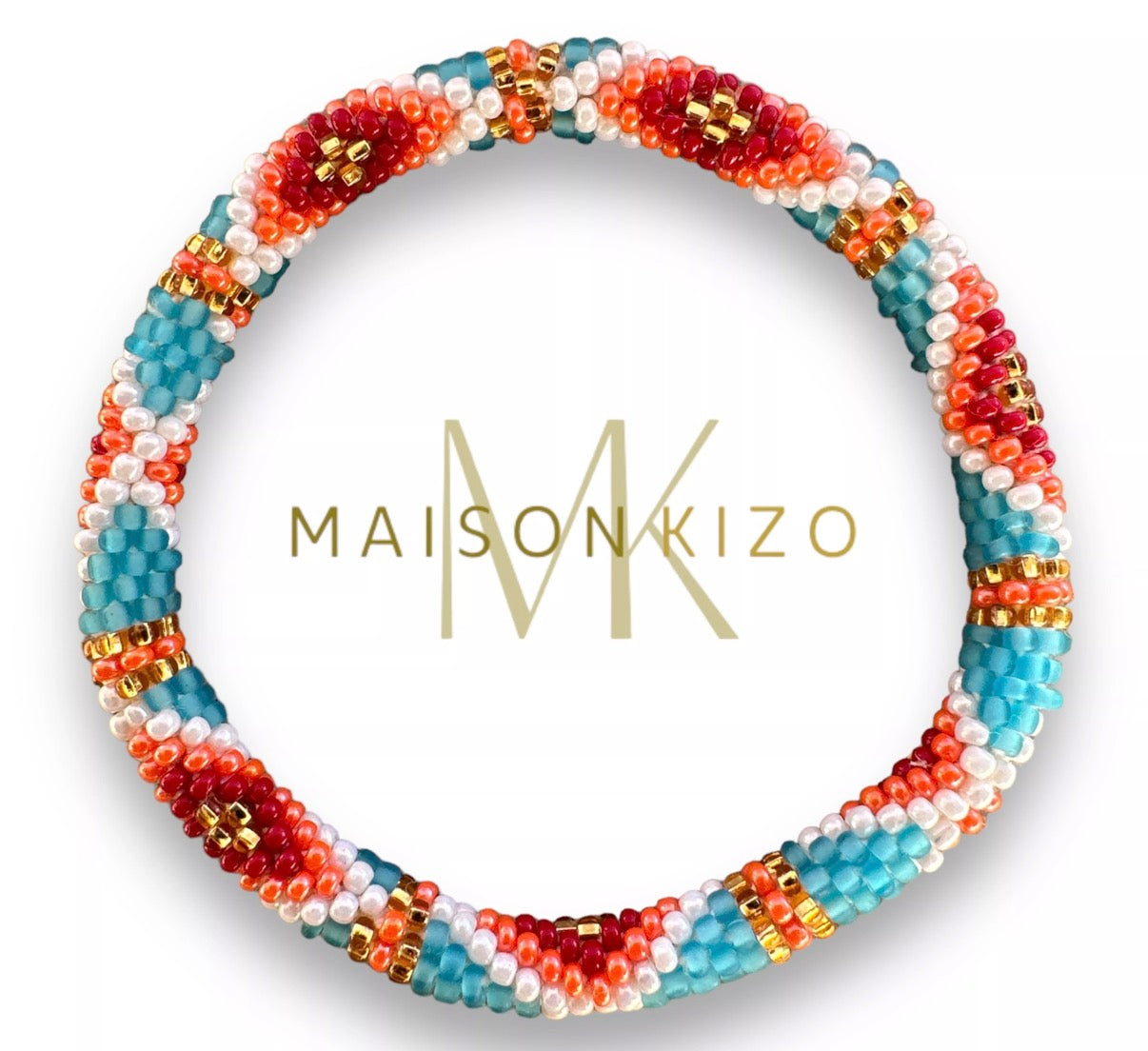 Bracelet népalais rose,rouge,orange,bleu A63