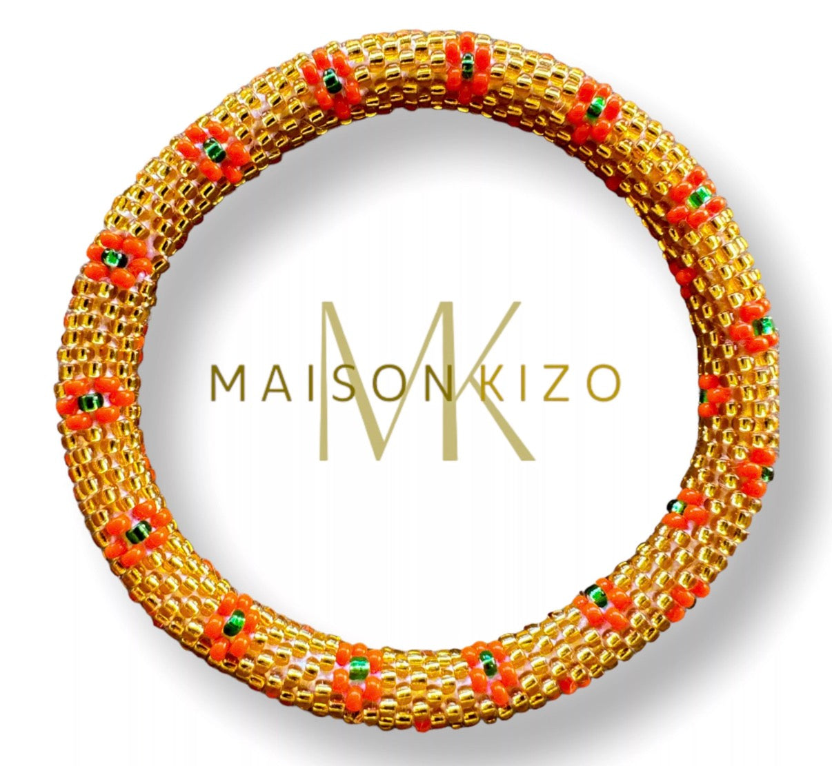 Bracelet népalais orange foncé et clair B162