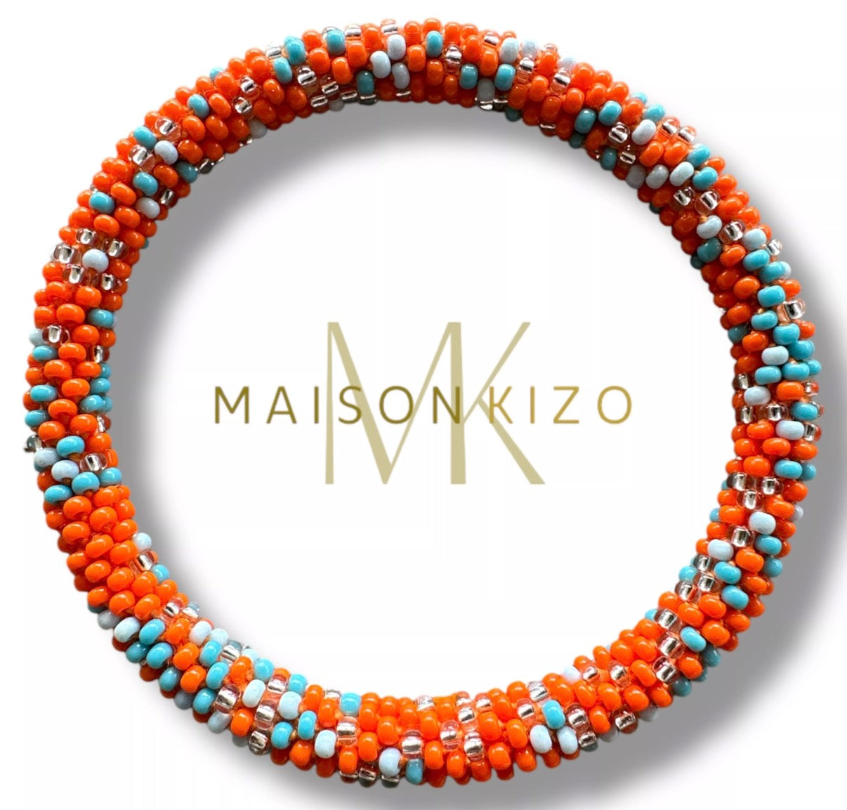 Bracelet népalais orange et bleu E05