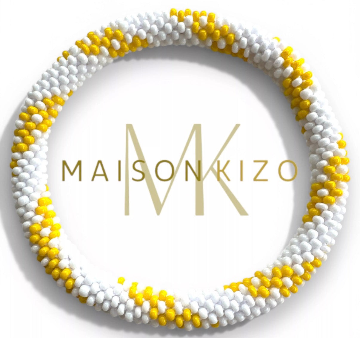 Bracelet népalais jaune et blanc E23