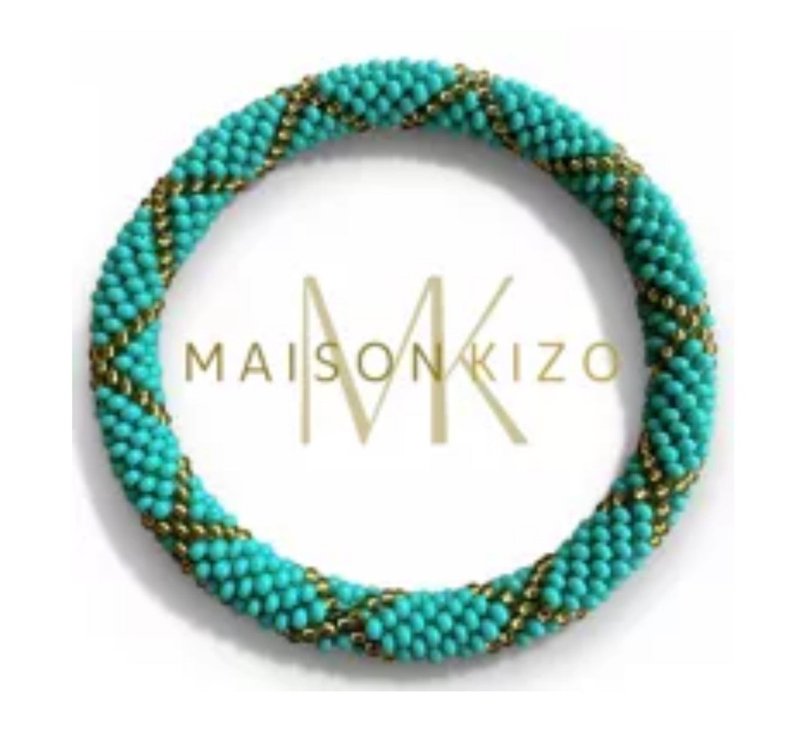 Bracelet népalais E24 turquoise et kaki
