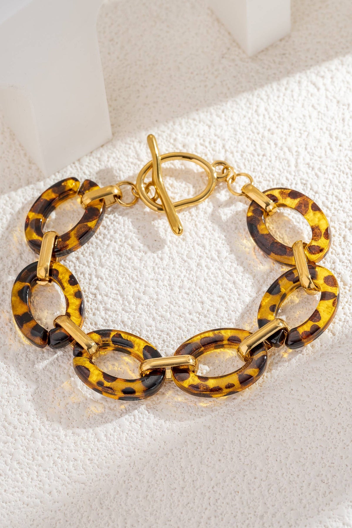 Bracelet écaille en résine acier inoxydable doré,maillon