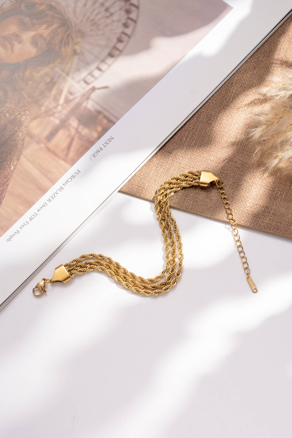 Bracelet torsadé acier inoxydable doré argenté chaîne rope