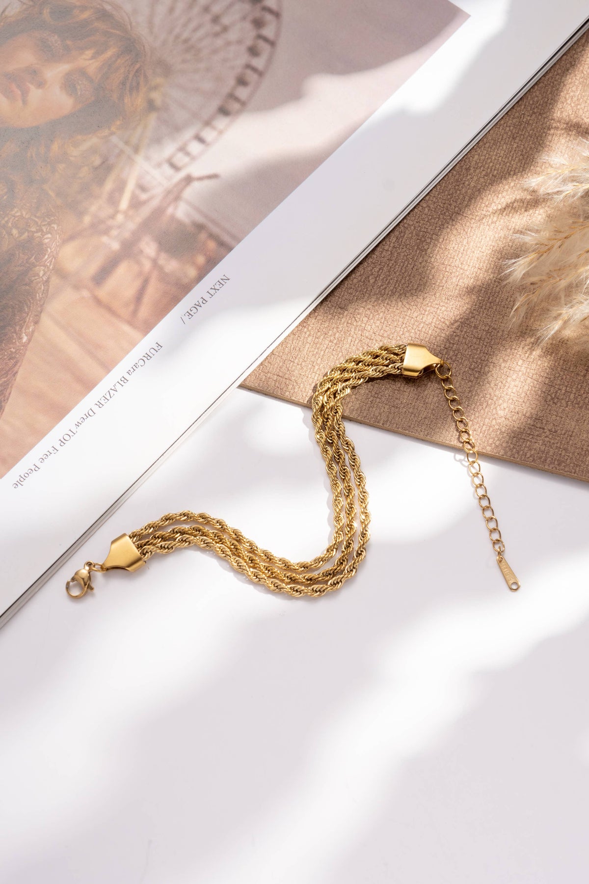 Bracelet torsadé acier inoxydable doré argenté chaîne rope