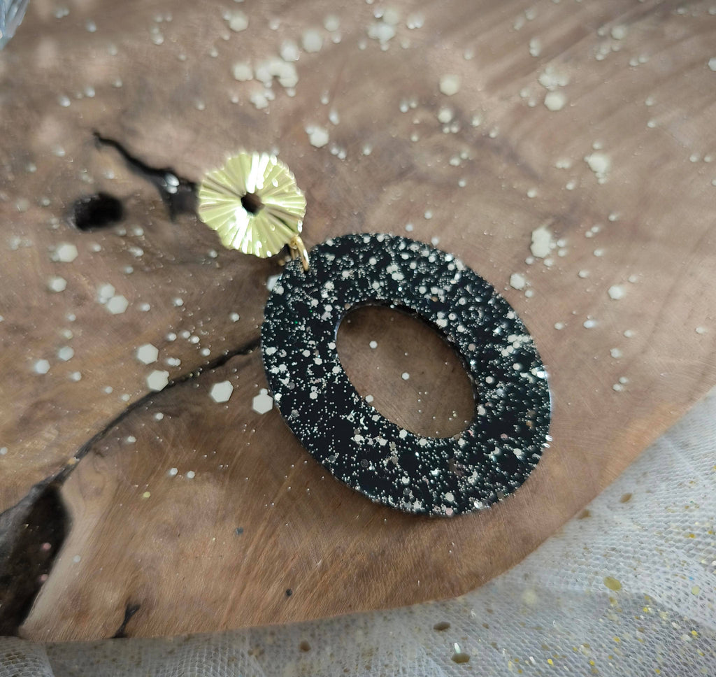 Boucles d'oreilles Lola noir/or