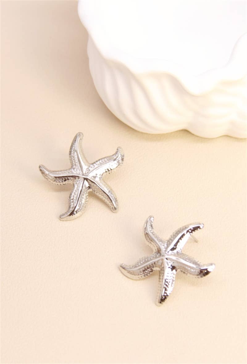 Boucles D'Oreilles Étoile De Mer En Acier Inoxydable Dorée Z4