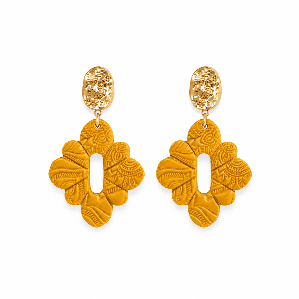 SOPHIA – Boucles d'oreilles en argile 3 couleurs dorées