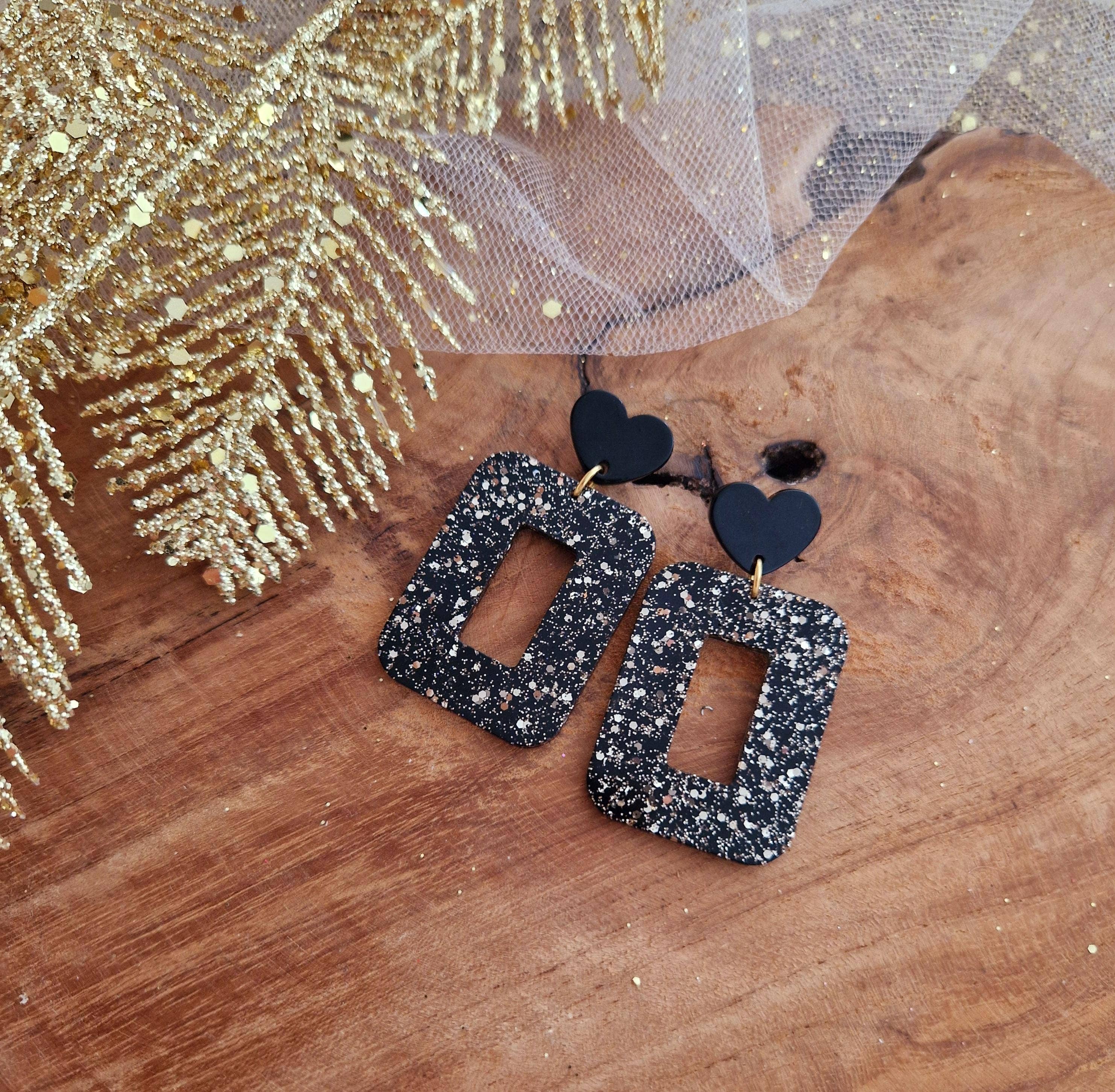 Boucles d'oreilles Suzette Noir/or