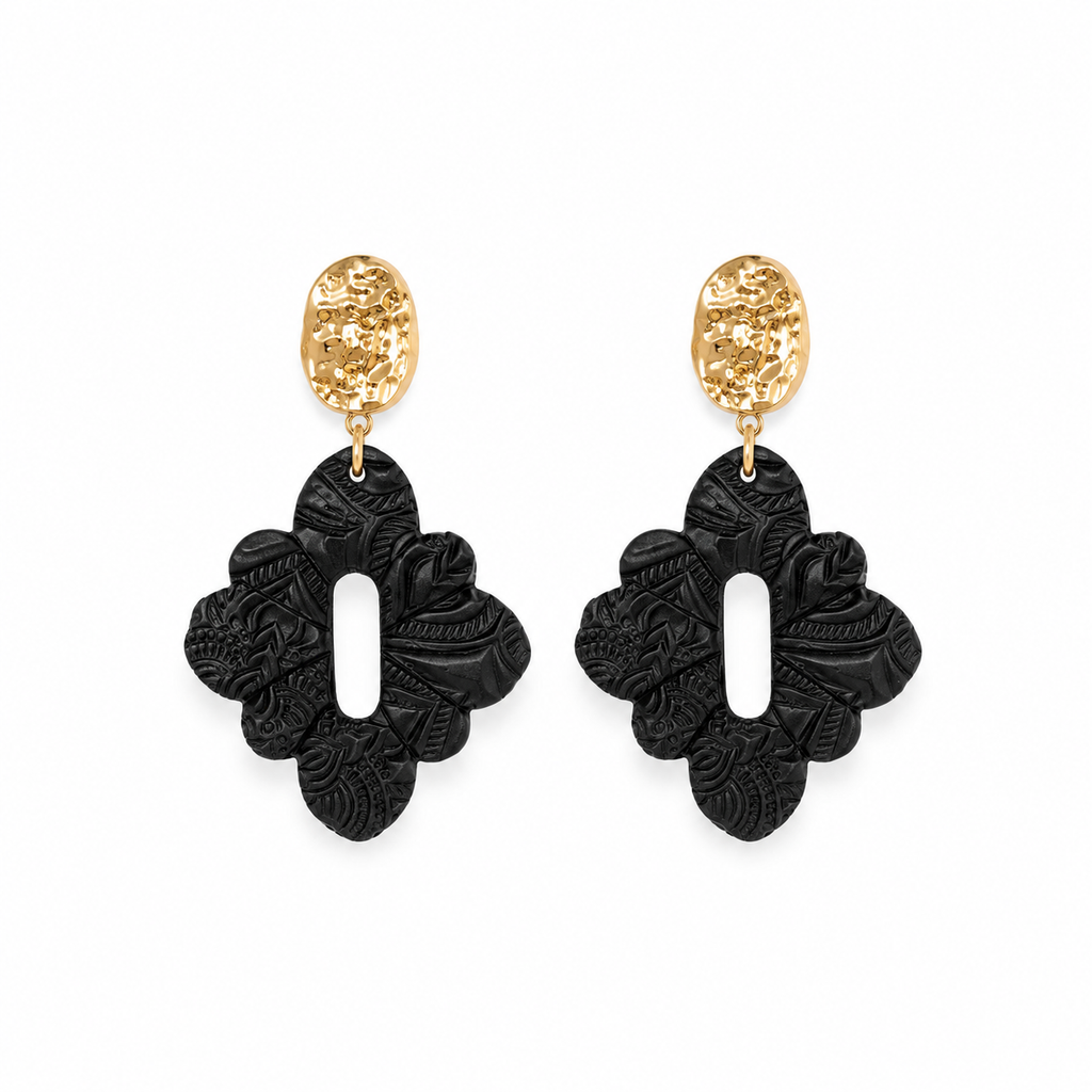 SOPHIA – Boucles d'oreilles en argile 3 couleurs dorées